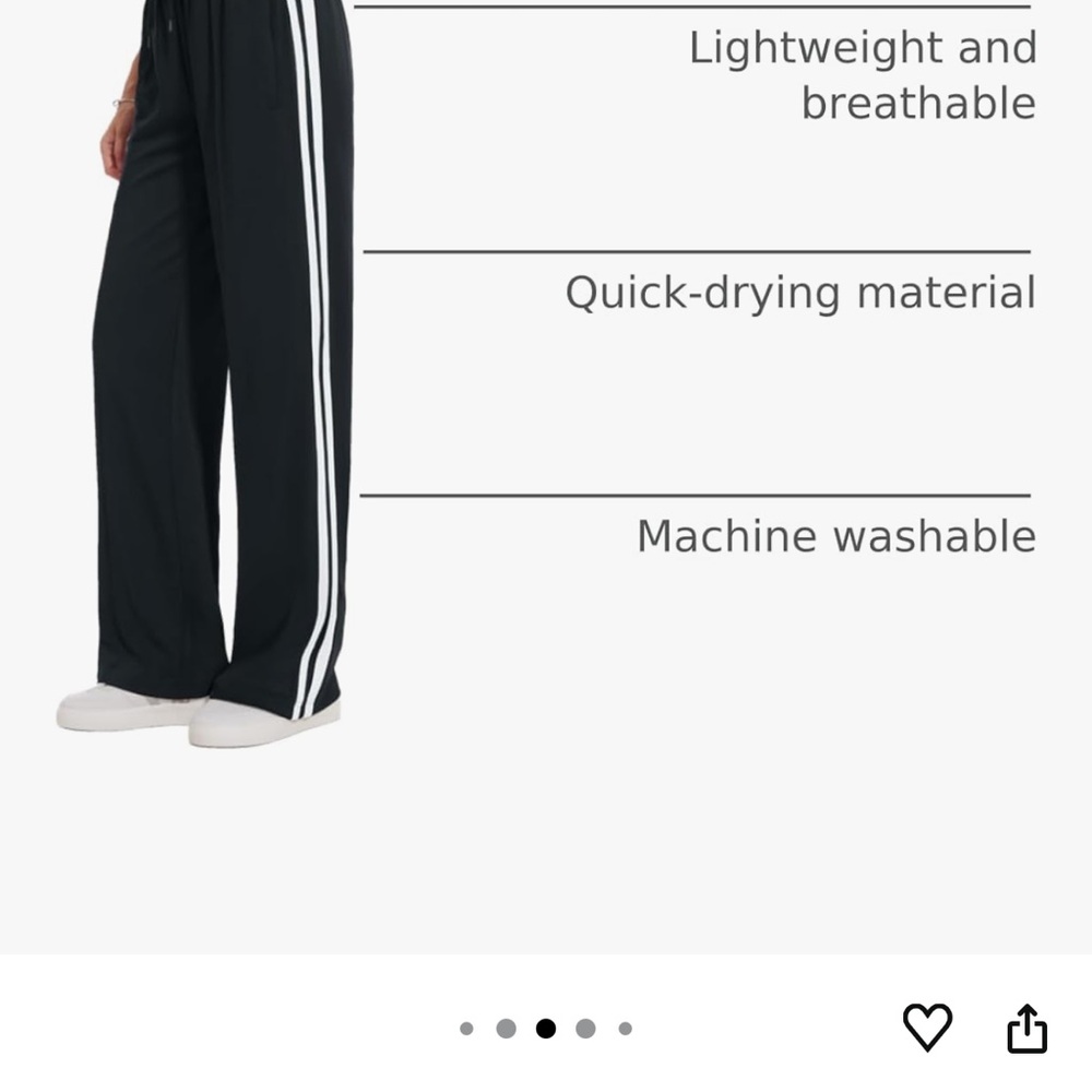 Wide-Leg Black Track Pants with White Side Stripes - Picture 6 of 7